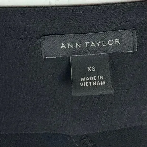 Ann Taylor Womens Tie Shoulder Midi Dress Black Stretch Polyester Sheath XS - Picture 3 of 8